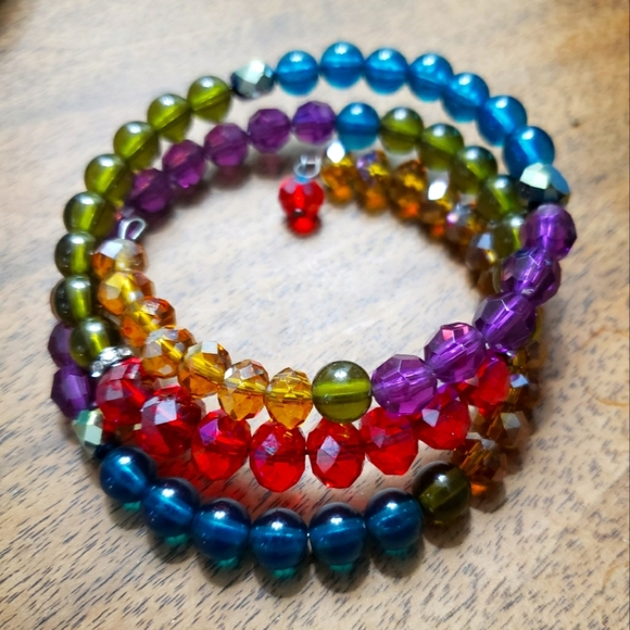 Multi-colored Wrap Around Beaded Bracelet - Picture 1 of 4